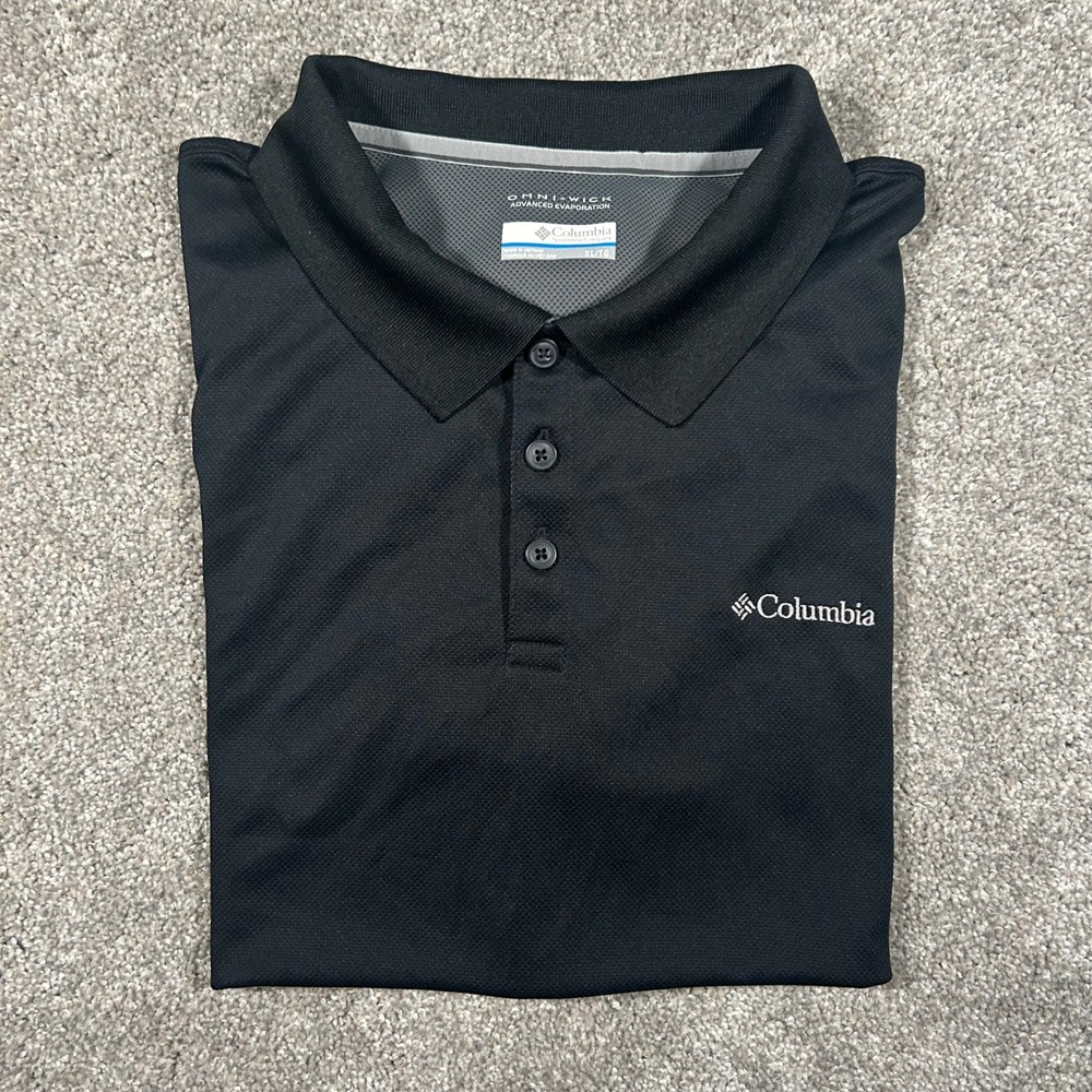 Columbia Mens Omni-Wick Advanced Evaporation Polo Shirt Black XL Short Sleeve